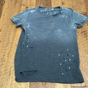 CHRLDR Woman’s Grey Distressed Leave The World Behind You T-Shirt Size S